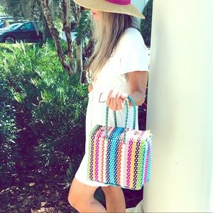 Wicker multi colored purse